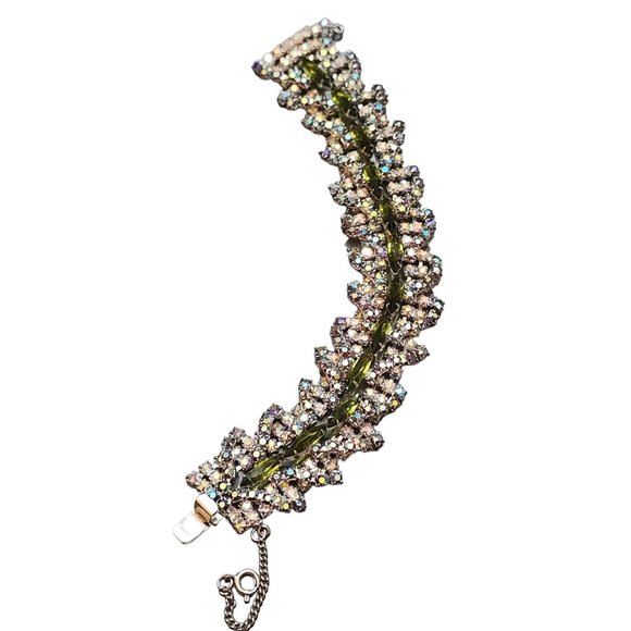 Vintage Jewelry - Vintage Amazing Tricolor Dimensional Rhinestone Bracelet (A2345)